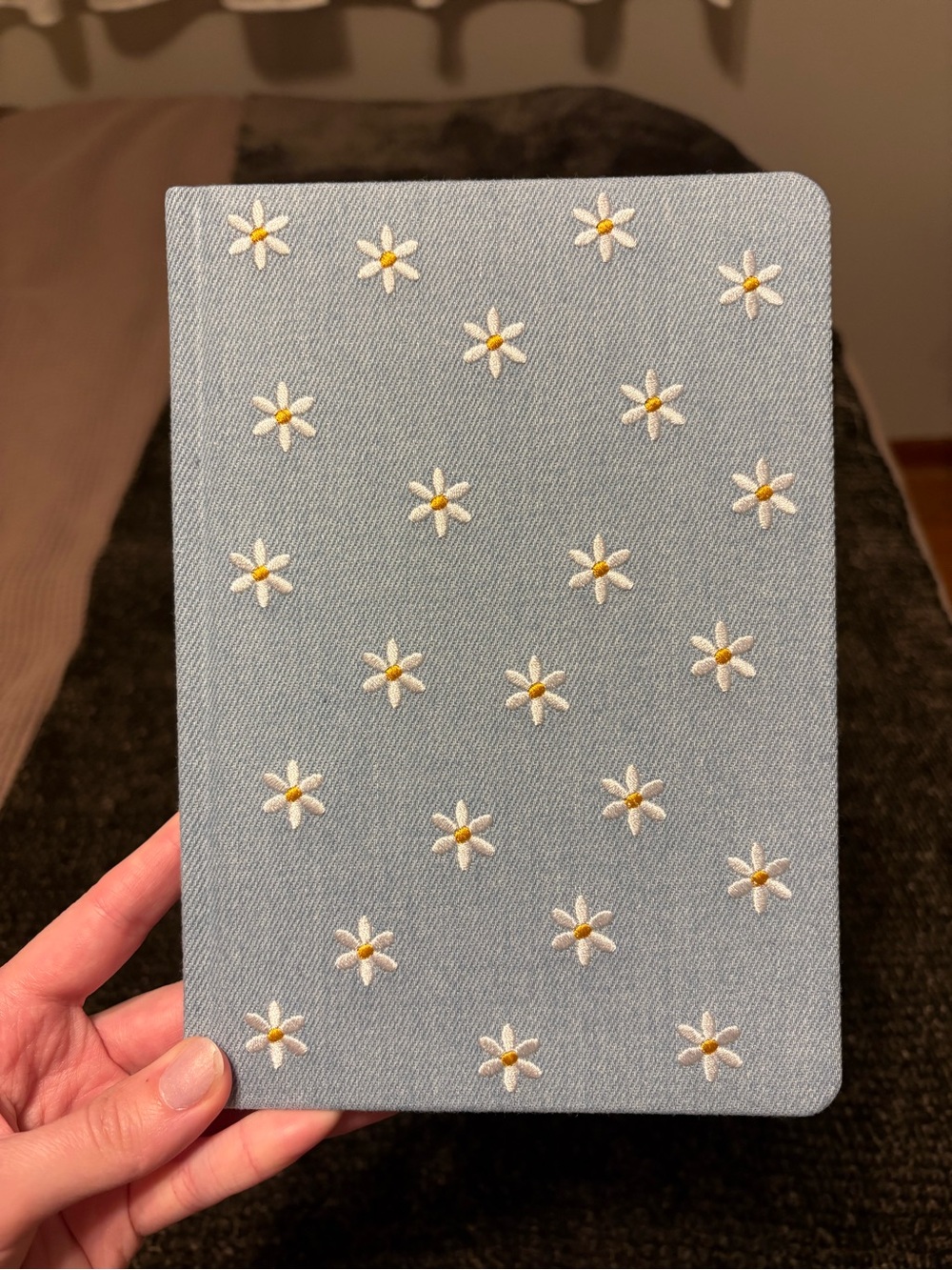 Light Blue Daisy Embroidered Notebook